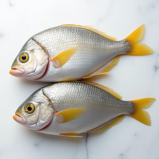 Dos doradas frescas de estero listas para cocinar.