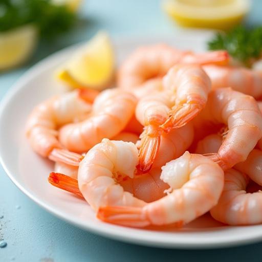 Un plato de gambas blancas de Huelva frescas.